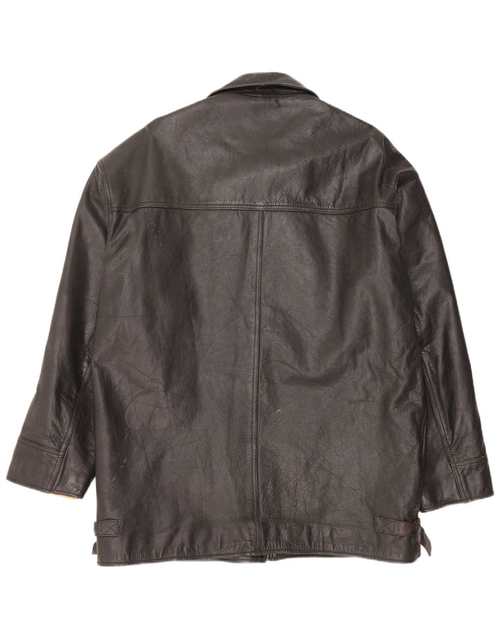 Jaqueta de couro masculina vintage UK 42 XL couro preto
