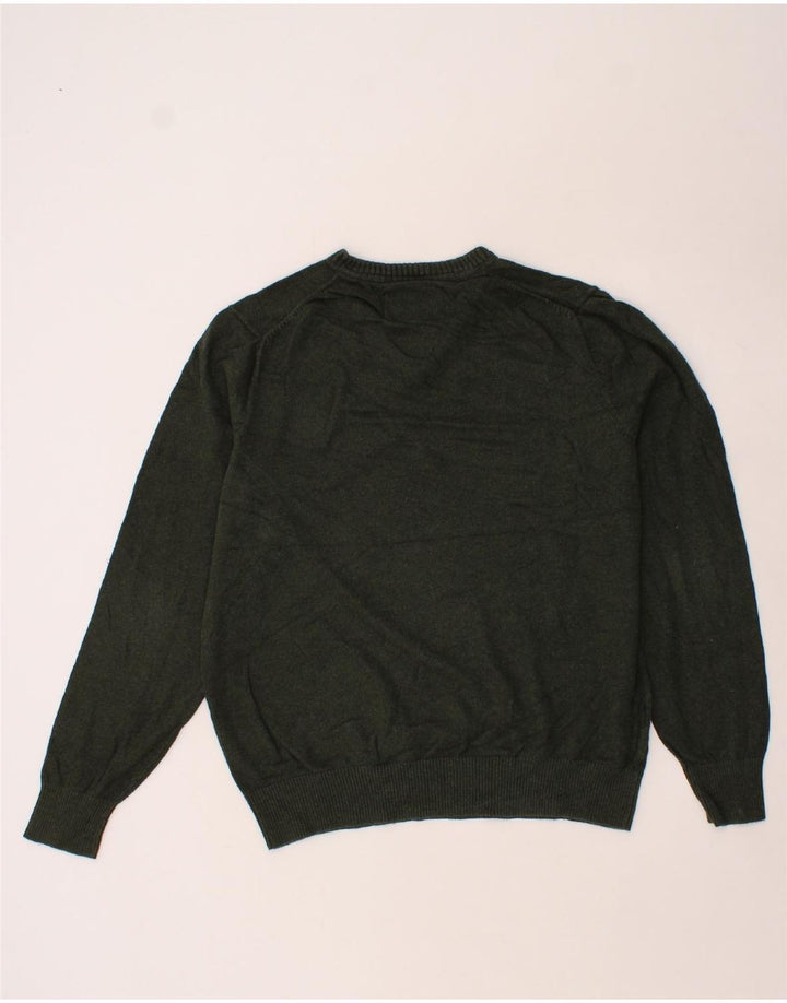 EDDIE BAUER Mens Seattle V-Neck Jumper Sweater Large Green Cotton Vintage Eddie Bauer and Second-Hand Eddie Bauer from Messina Hembry 