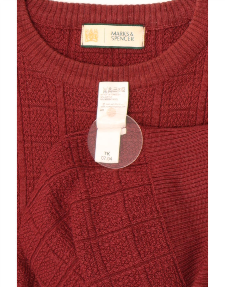 Suéter masculino Marks & Spencer com gola redonda e acrílico vermelho médio