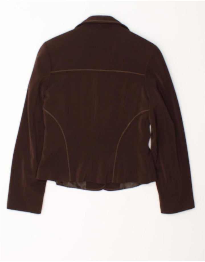 Conjunto de saia feminina vintage de 2 peças IT 42 médio W28 poliéster marrom