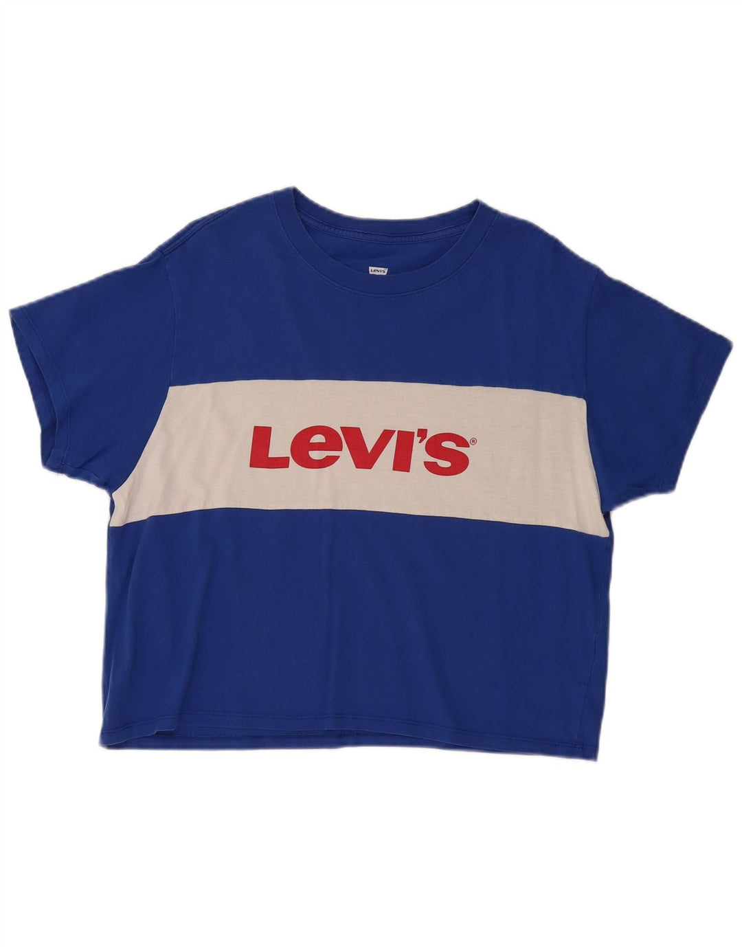 Camiseta feminina gráfica Levi's UK 14 bloco colorido azul médio