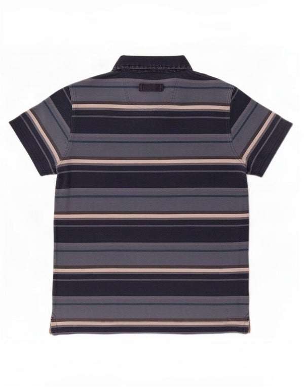 Camisa polo masculina Fat Face algodão listrado azul médio