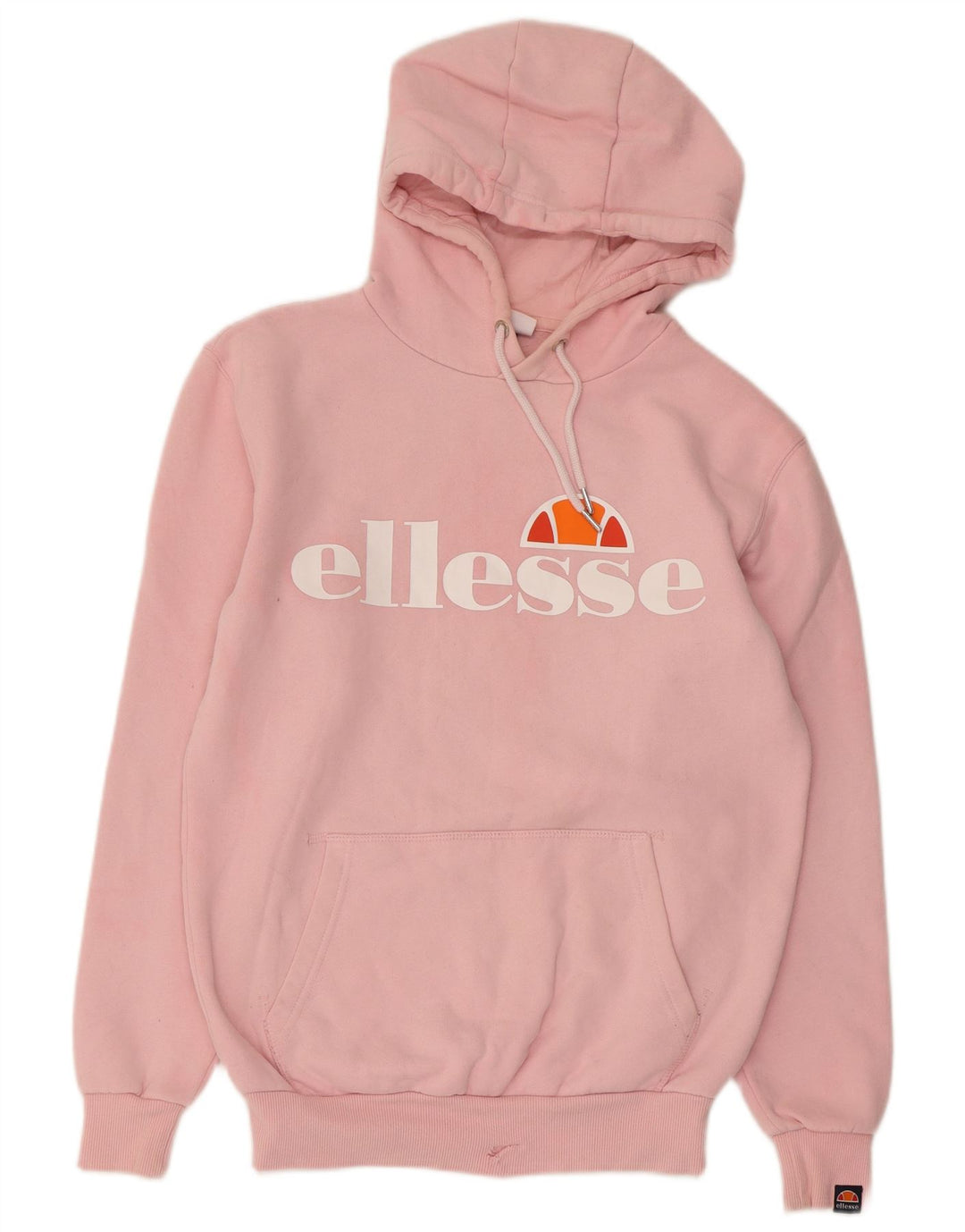 ELLESSE Suéter feminino com capuz gráfico grande tamanho UK 8 pequeno algodão rosa