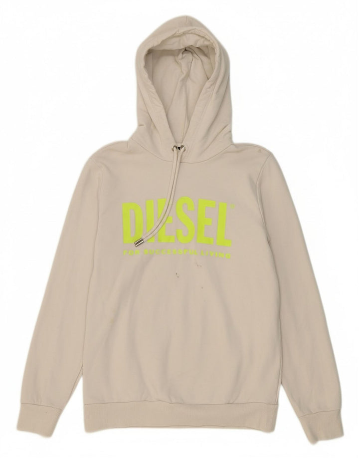 Suéter com capuz gráfico masculino DIESEL pequeno algodão cinza