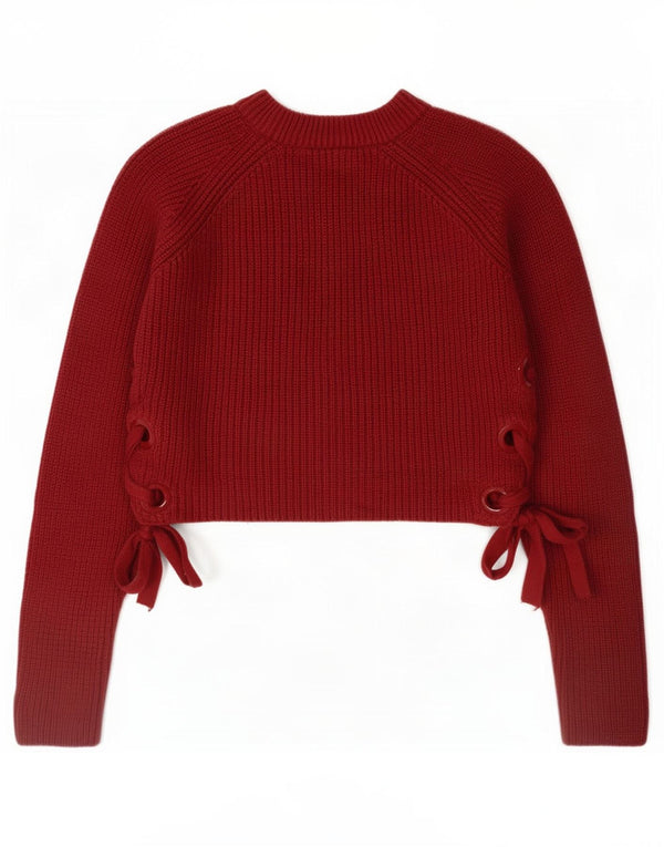 Suéter feminino Topshop com gola tartaruga e gola redonda Reino Unido 10 pequeno Borgonha