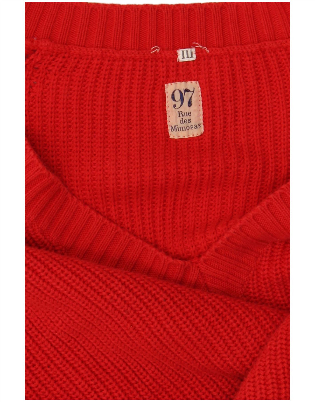 Suéter masculino VINTAGE com decote em V grande algodão vermelho