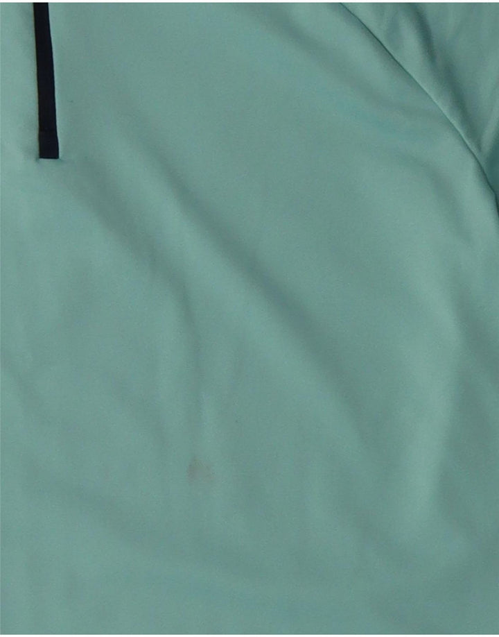 Nike Womens Dri Fit Zip Neck Pullover Treino Top UK 16 Grande Turquesa