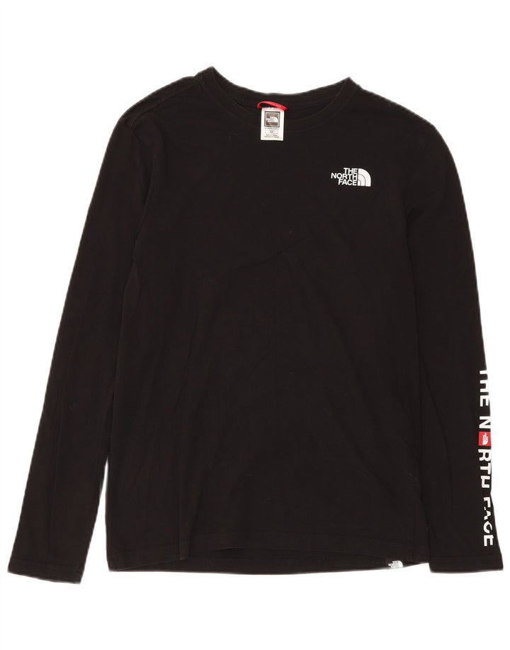 THE NORTH FACE Top gráfico masculino manga comprida pequeno algodão preto