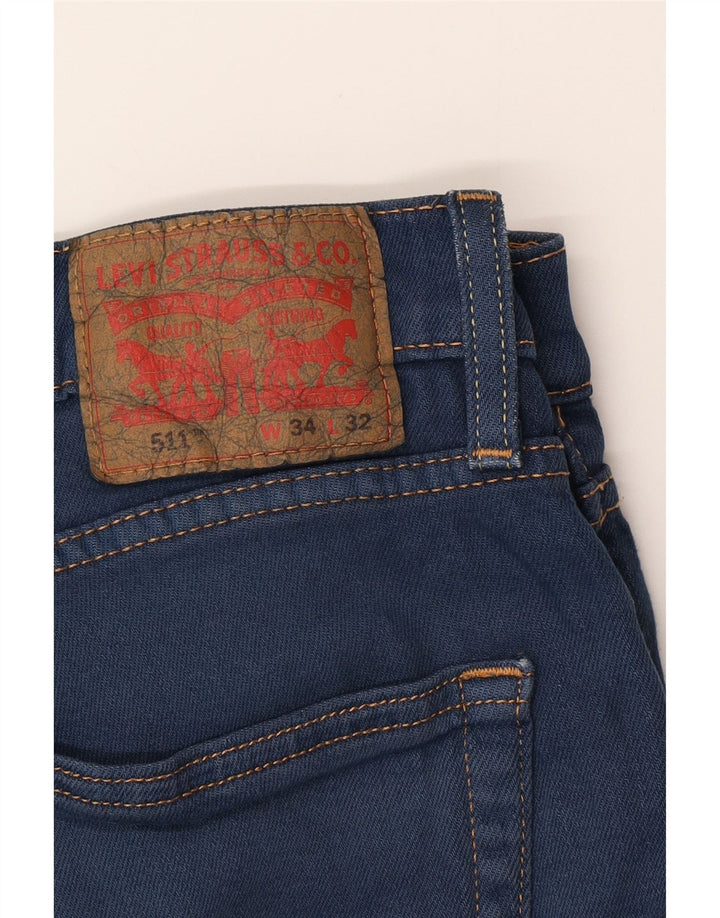 LEVI'S Masculino 511 Slim Jeans W34 L32 Azul Algodão