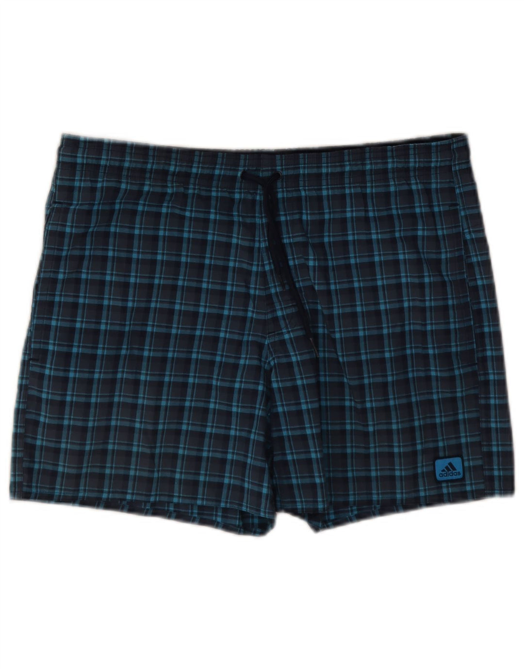 Shorts de natação masculino Adidas pequeno poliéster xadrez azul marinho