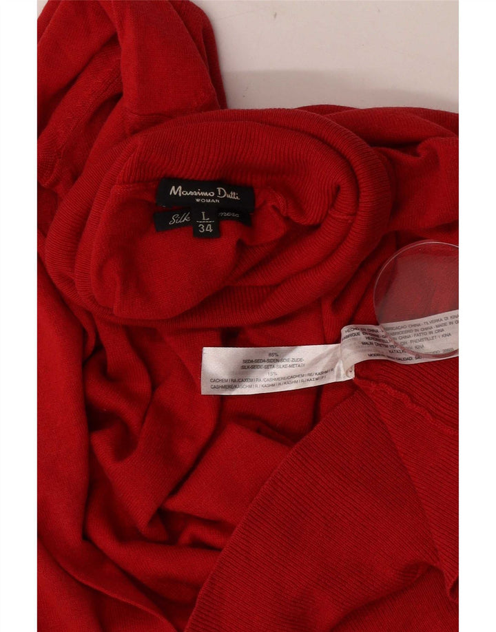Suéter feminino Massimo Dutti com gola redonda Reino Unido 14 grande seda vermelha