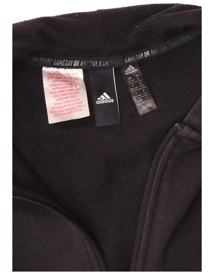 ADIDAS Boys Zip Hoodie Sweater 15-16 Years Black