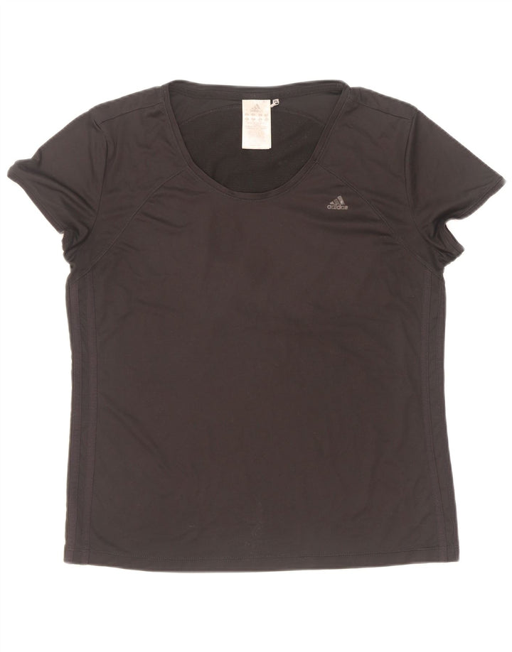 Adidas Womens Climacool T-Shirt Top UK 16 Grande Preto Poliéster