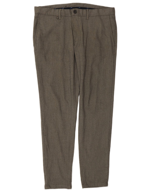 Zara Mens Slim Chino Calças EU 42 Grande W32 L29 Poliéster Cinza