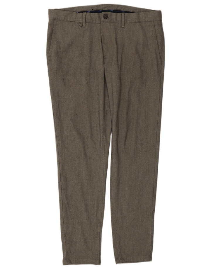 Zara Mens Slim Chino Calças EU 42 Grande W32 L29 Poliéster Cinza