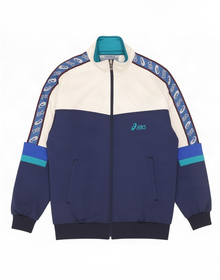 Asics Masculino Graphic Tracksuit Top Jacket IT 46 Pequeno Azul Marinho Colourblock