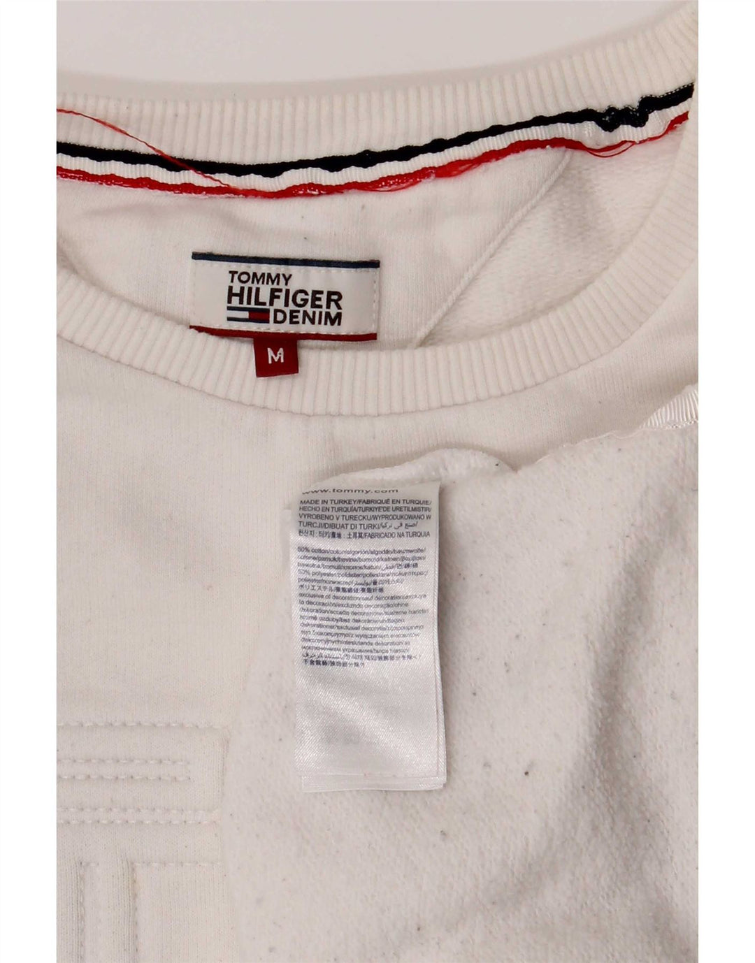Tommy Hilfiger moletom gráfico masculino jumper médio algodão branco