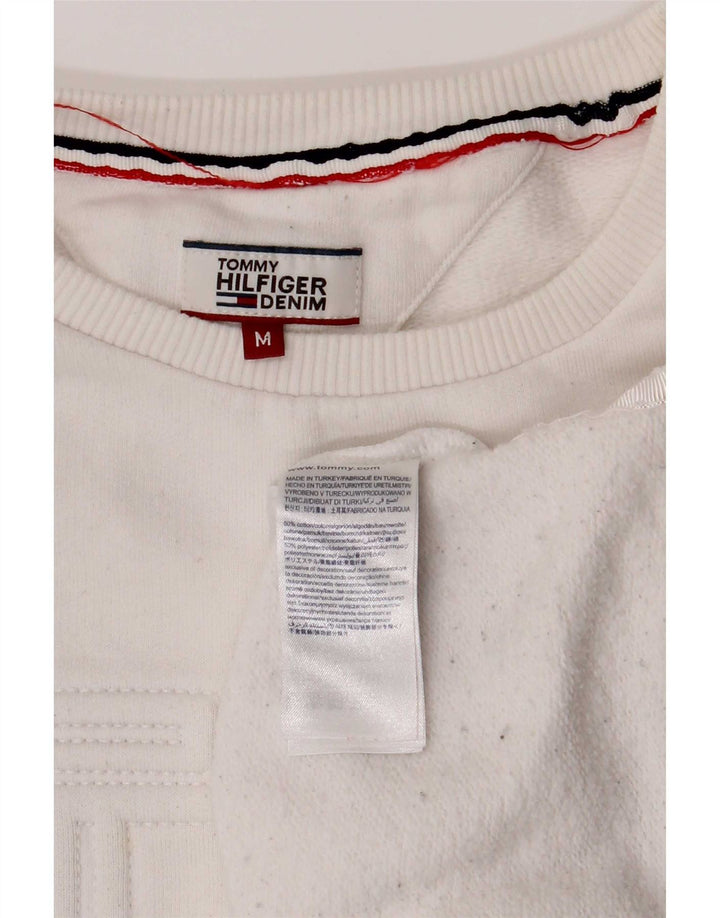 Tommy Hilfiger moletom gráfico masculino jumper médio algodão branco