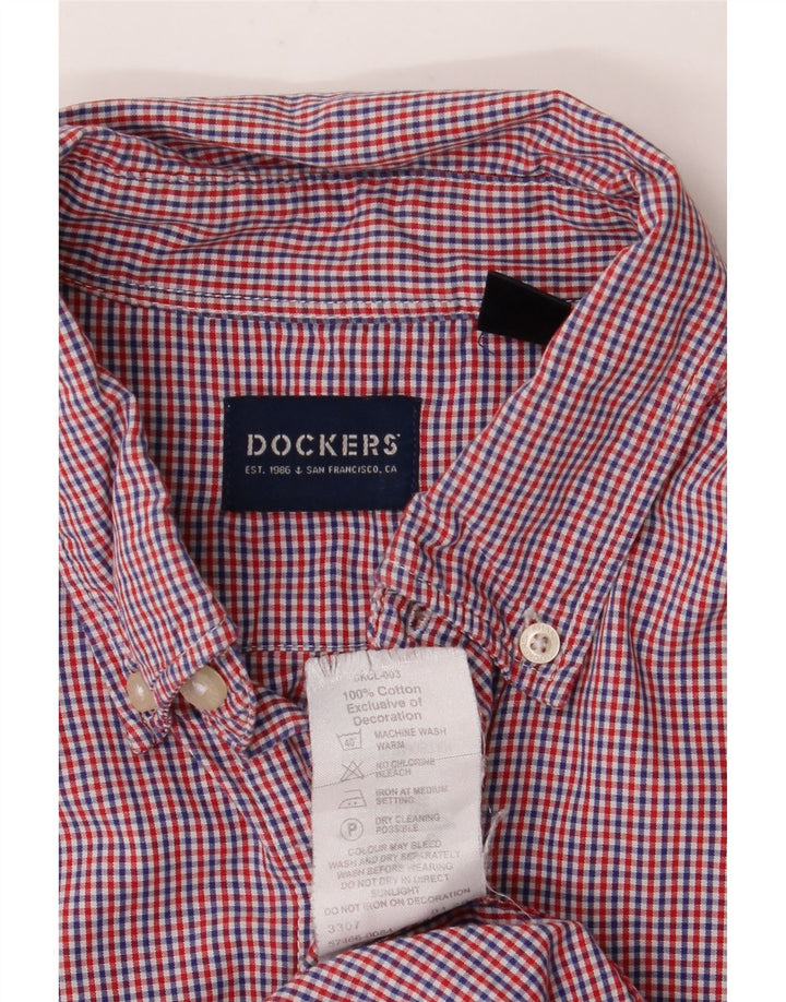 Camisa masculina de manga curta Dockers algodão vermelho médio guingão