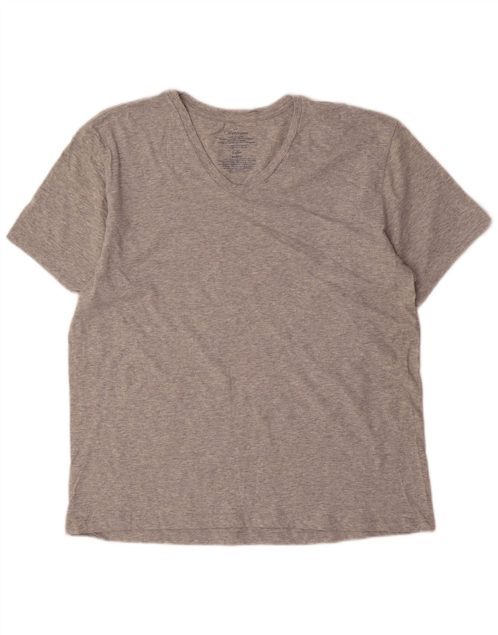 Camiseta masculina Calvin Klein grande algodão manchado cinza