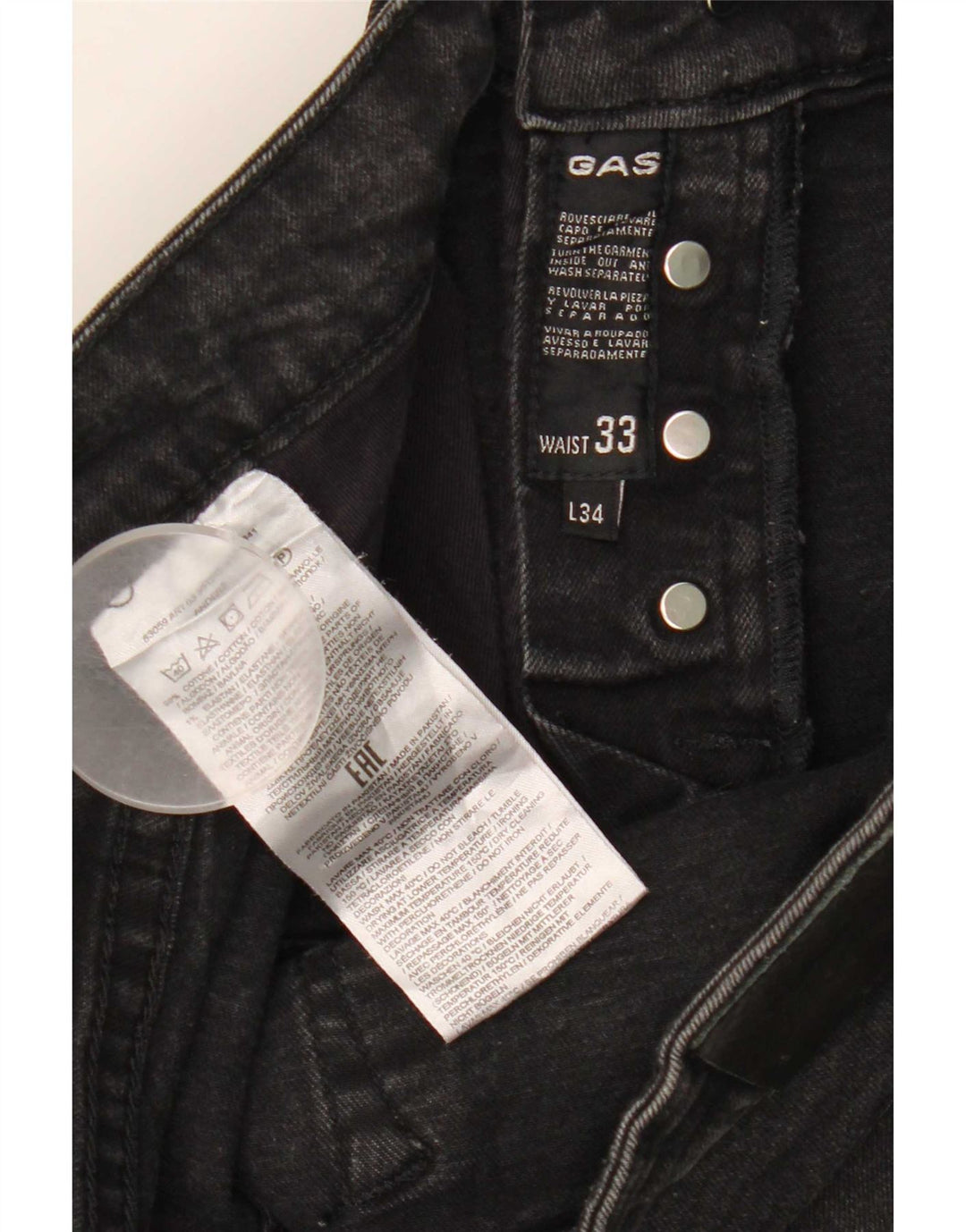 Gas Womens Anders Slim Jeans W33 L34 Algodão Preto