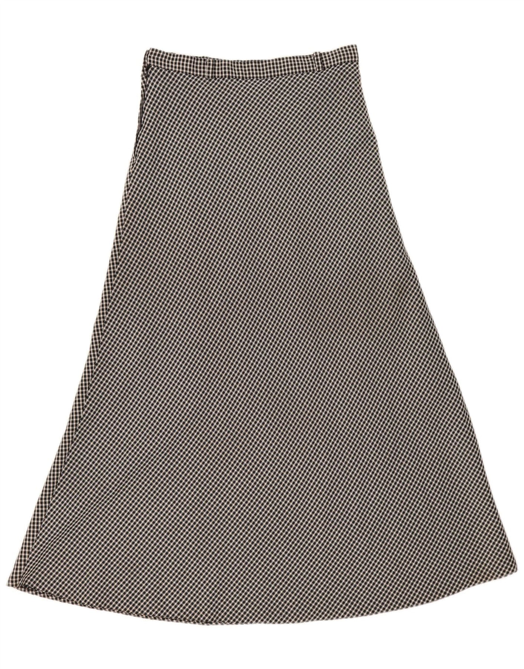 Saia midi feminina vintage EU 40 médio W30 preto guingão