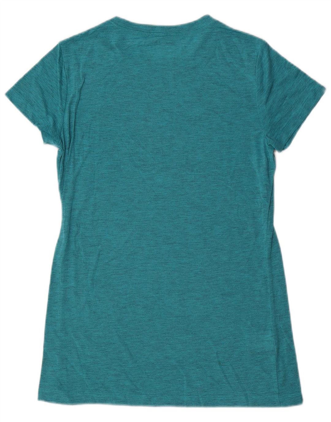 Camiseta feminina EDDIE BAUER UK 10 poliéster manchado verde pequeno