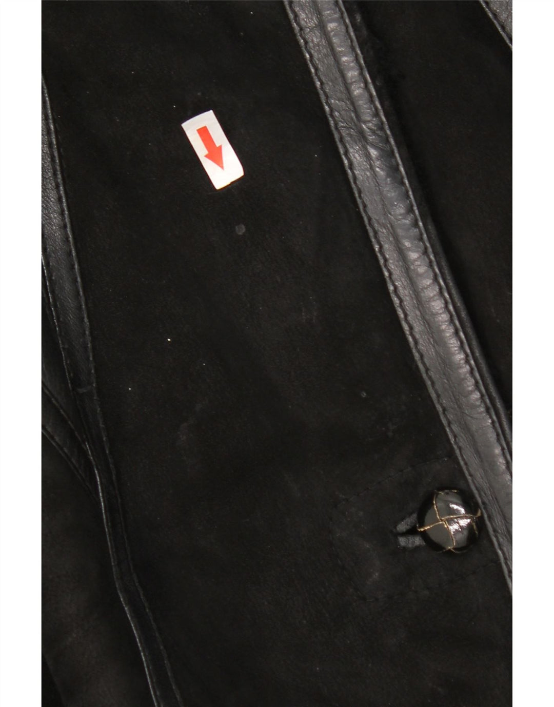 Casaco feminino vintage de shearling IT 44 médio preto patchwork shearling