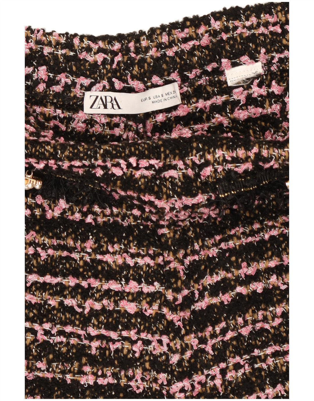 Zara Calça feminina cintura alta pequena W26 preta listrada