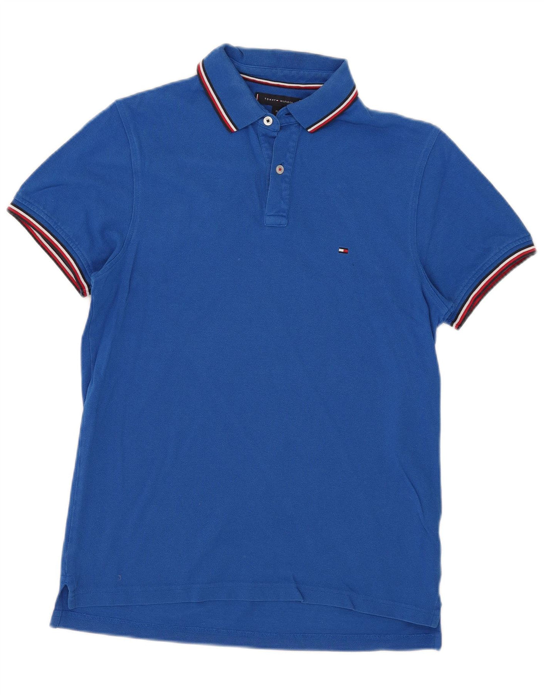 Camisa polo masculina Tommy Hilfiger Slim Fit média listrada azul