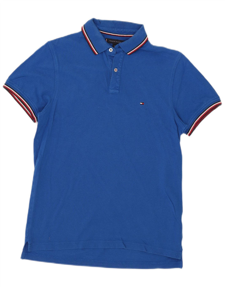 Camisa polo masculina Tommy Hilfiger Slim Fit média listrada azul