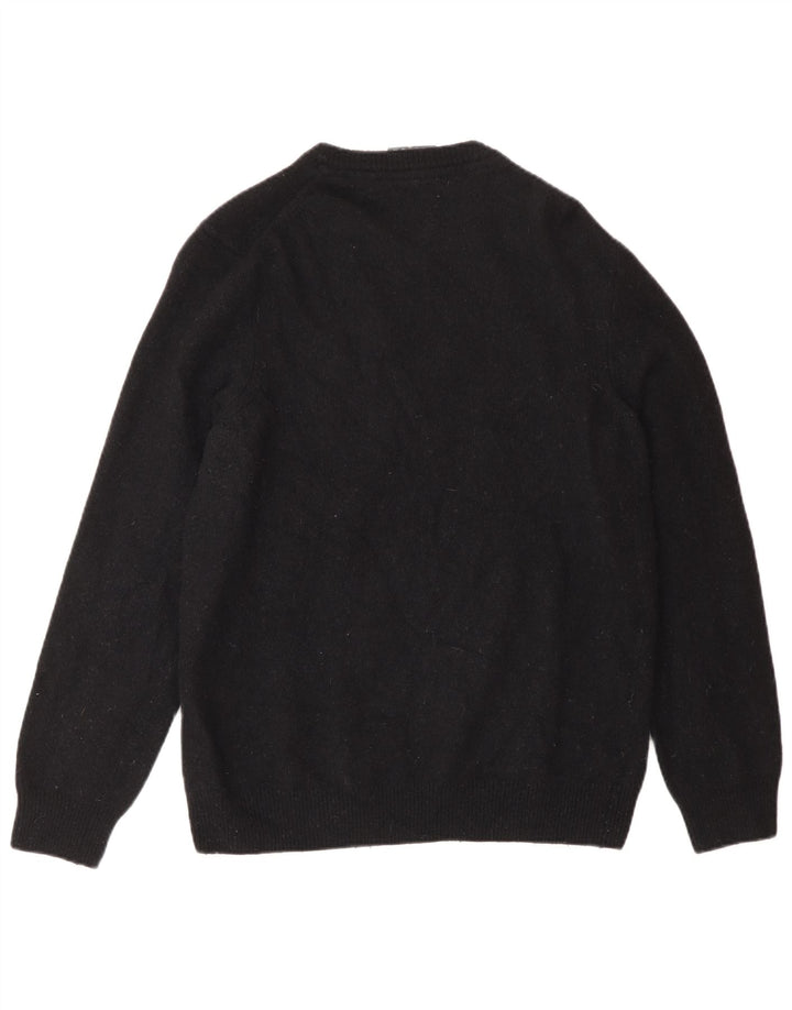 Suéter feminino Lyle & Scott com gola redonda, Reino Unido 16, grande, lã preta