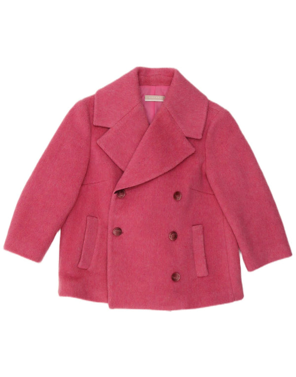 Stefanel Casaco feminino curto manga 3/4 ervilha EUA 8 lã rosa médio