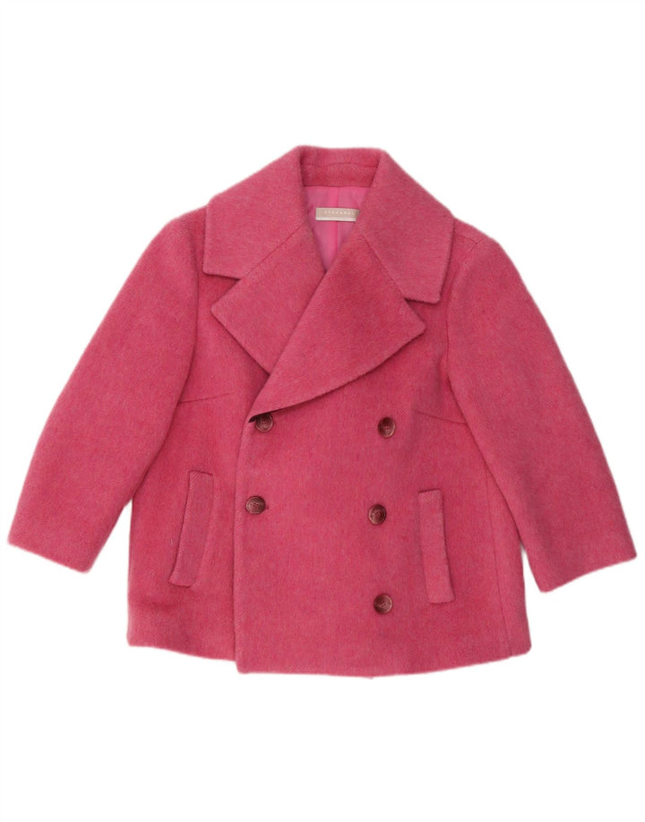 Stefanel Casaco feminino curto manga 3/4 ervilha EUA 8 lã rosa médio