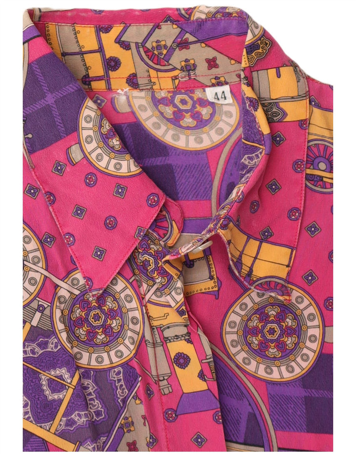 Blusa feminina VINTAGE com estampa abstrata IT 44 rosa médio