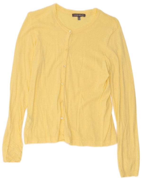 Suéter cardigã feminino Laura Ashley Reino Unido 12 algodão amarelo médio
