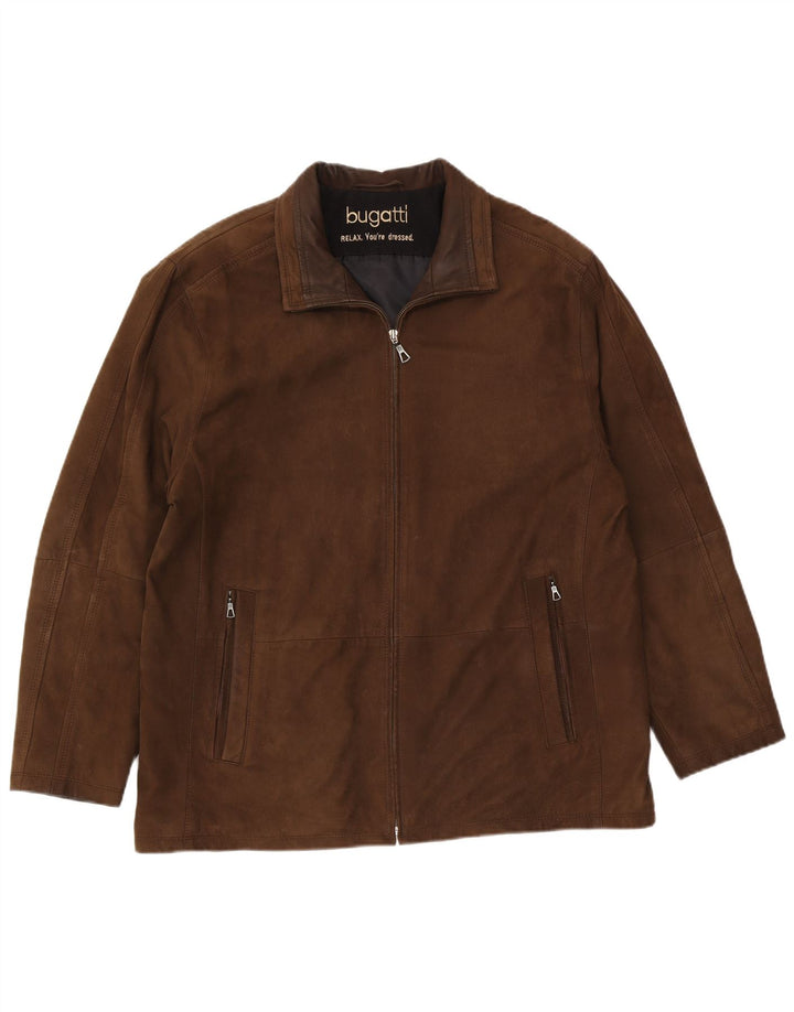 Jaqueta de couro masculina Bugatti UK 38 couro marrom médio