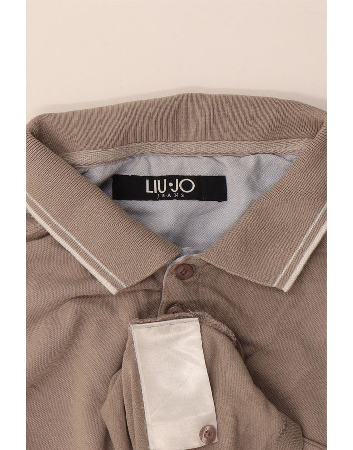 Camisa polo masculina Liu Jo algodão cinza médio