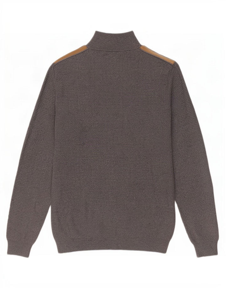 Suéter masculino Massimo Dutti com zíper e gola em algodão cinza médio