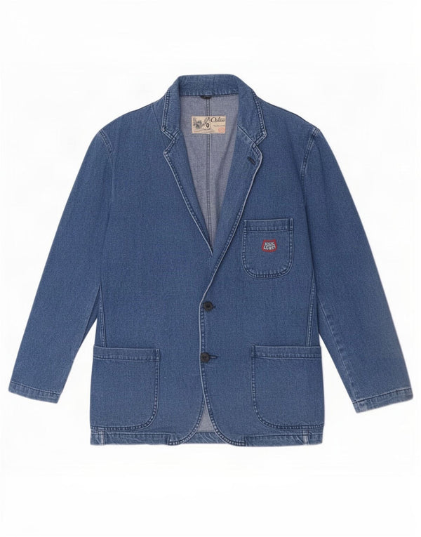 Jaqueta blazer jeans masculina de 2 botões Ontario UK 42 XL algodão azul