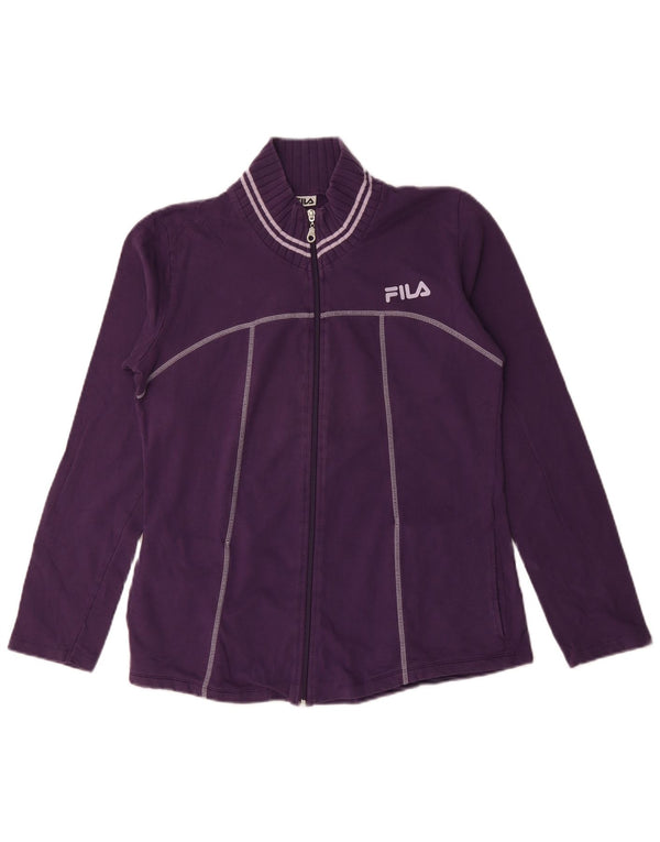 Fila Womens Tracksuit Top Jacket UK 16 Grande Algodão Roxo