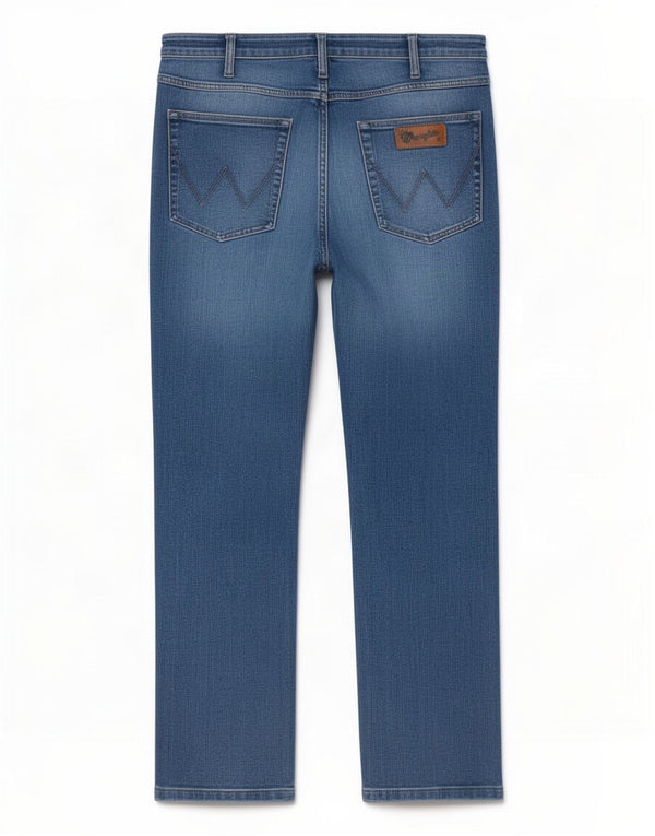 Wrangler masculino cintura média regular ajuste jeans reto W36 L32 algodão azul