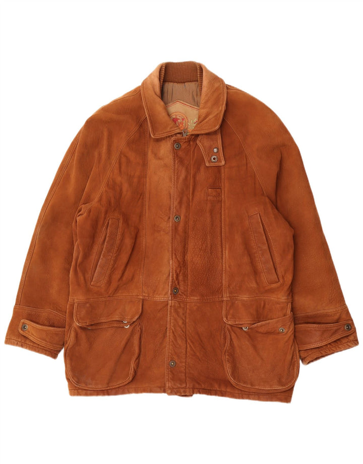 Jaqueta de couro masculina Essebi UK 40 grande couro marrom