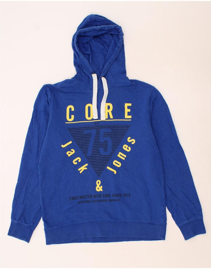 JACK & JONES Mens Graphic Hoodie Jumper Large Blue Cotton Vintage Jack & Jones and Second-Hand Jack & Jones from Messina Hembry 