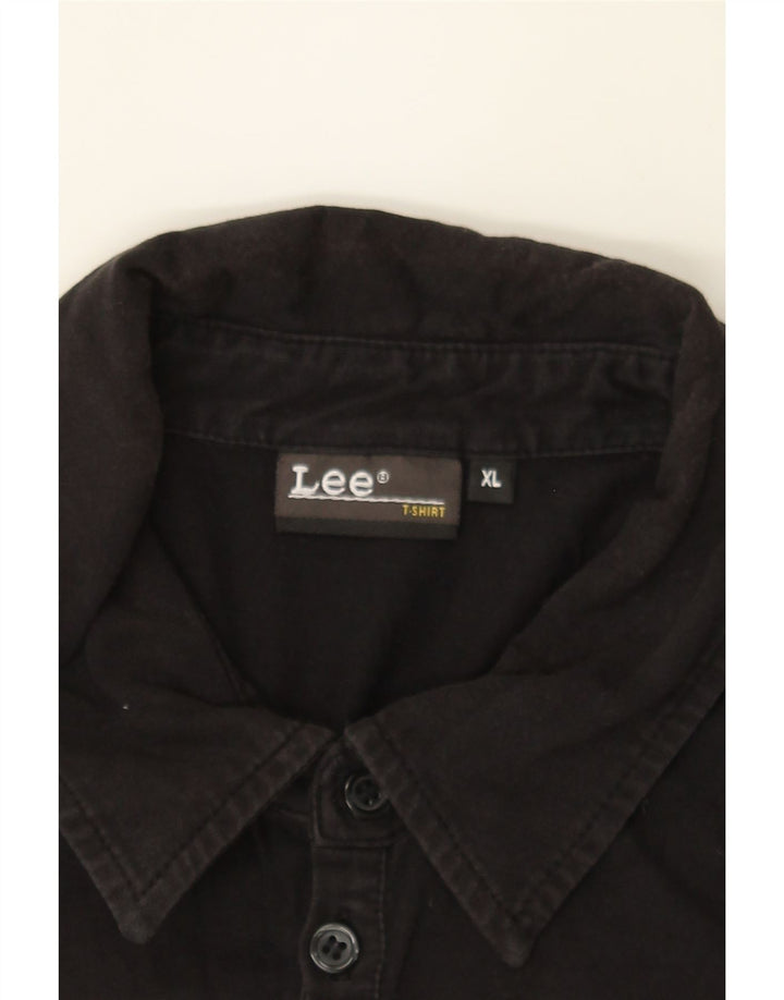 LEE Womens Graphic Polo Shirt UK 18 XL Black Cotton Vintage Lee and Second-Hand Lee from Messina Hembry 