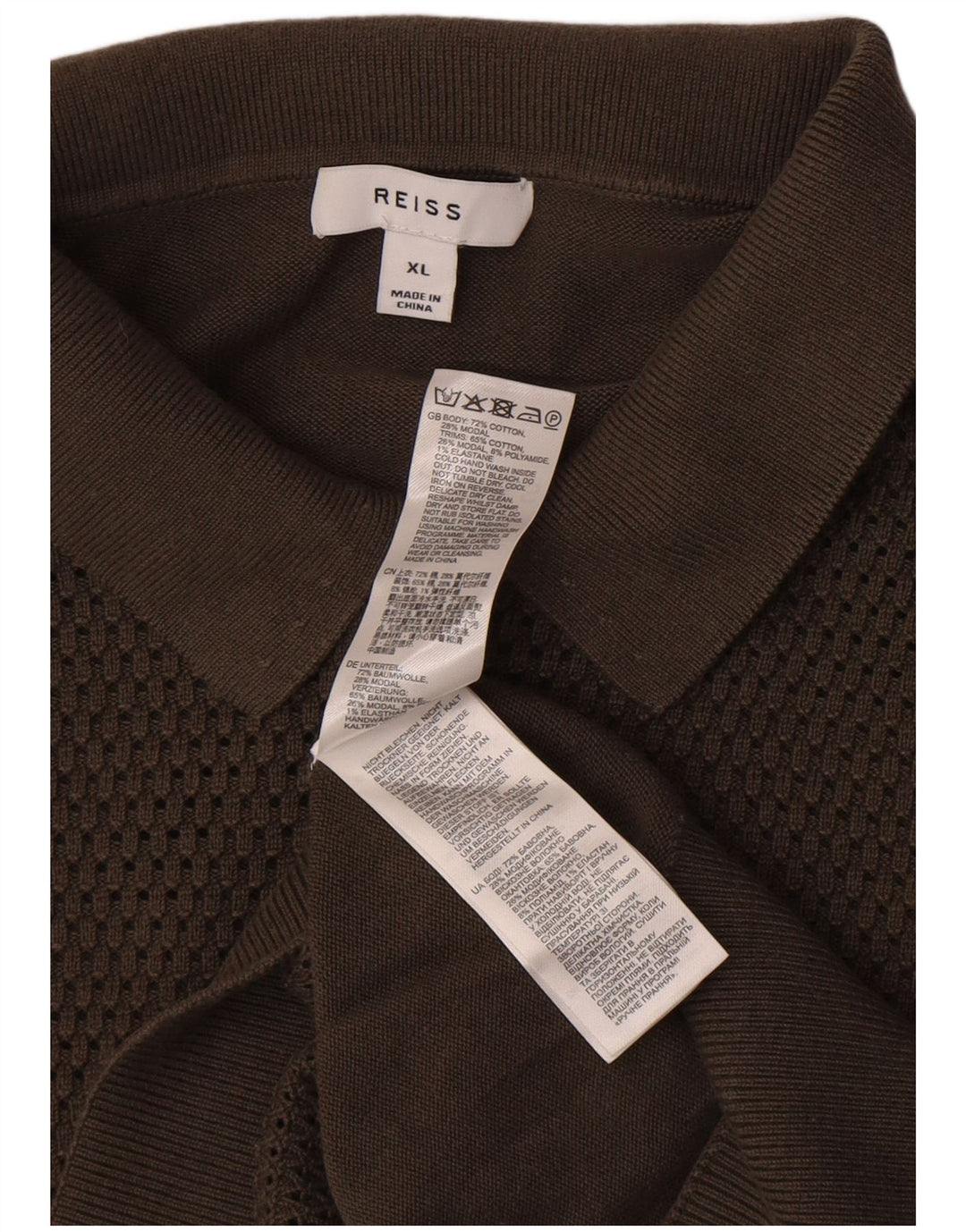 Camisa polo masculina Reiss XL algodão marrom
