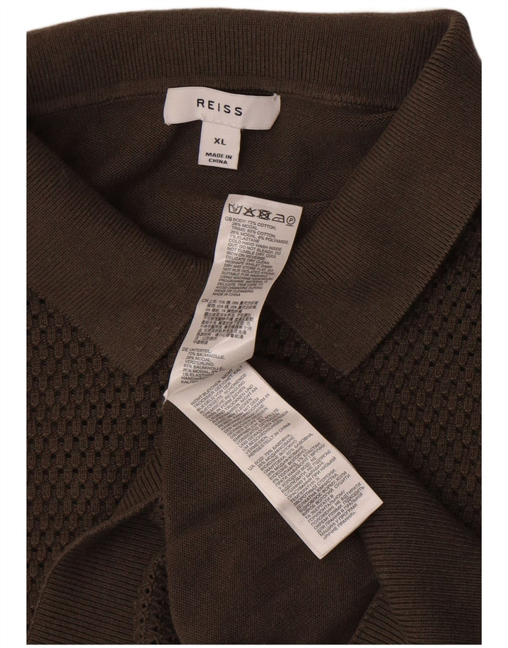 Camisa polo masculina Reiss XL algodão marrom