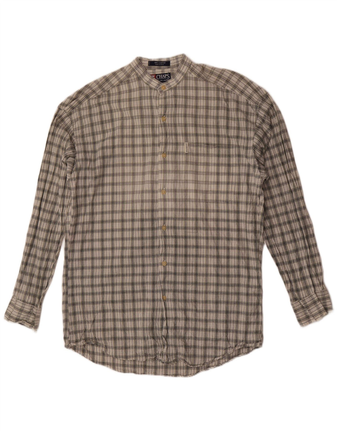Camisa masculina Chaps Ralph Lauren média cáqui xadrez algodão