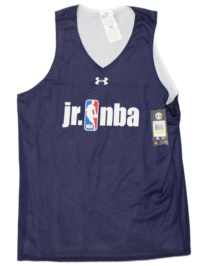 UNDER ARMOUR Mens NBA Loose Fit Colete Gráfico Top Médio Azul Marinho