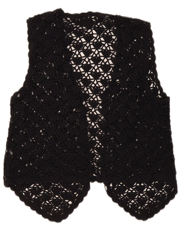 Cardigã feminino Premode Crop Crochet Top UK 12 algodão preto médio